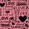 Seamless christian pattern with hand lettering words Love, Heart, Loved and blessed