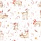 Seamless Christmas baby bear seamless pattern. Hand drawn winter backgraund with bear, snowflakes. Nursery animal