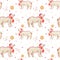 Seamless Christmas baby bear seamless pattern. Hand drawn winter backgraund with bear, snowflakes. Nursery animal