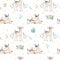 Seamless Christmas baby deer seamless pattern. Hand drawn winter backgraund with deer, snowflakes. Nursery xmas animal