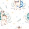 Seamless Christmas baby deer seamless pattern. Hand drawn winter backgraund with deer, snowflakes. Nursery xmas animal