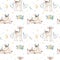 Seamless Christmas baby deer seamless pattern. Hand drawn winter backgraund with deer, snowflakes. Nursery xmas animal