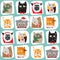 Seamless Christmas cats background. Cute animal tile pattern. New Year wrapping papper texture
