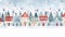 Seamless Christmas image. Houses, garlands, snow. Watercolor style. AI generated