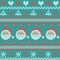 Seamless Christmas nordic knitting vector pattern with fir-trees, snowflakes, hearts, Santa Claus and decorative stripes