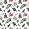 Seamless christmas pattern aven, cone, mountain ash