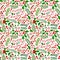 Seamless Christmas pattern with branches of spruce, holly leaves, berries and the text Merry Christmas.
