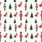 Seamless Christmas Pattern with  Christmas Tree, Ballerina, Nutcracker.