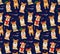 Seamless Christmas Pattern with Corgis. Vector Illustration