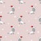 Seamless Christmas pattern with cute poodle dogs.