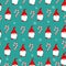 Seamless Christmas pattern with gnomes, snowflakes and candy canes
