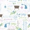 Seamless christmas pattern with hand drawn words Love, Hope, Peace, Joy, Greetings, Blessings, stars and Angels