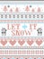 Seamless Christmas pattern Let it Snow Scandinavian style, inspired by Norwegian Christmas, festive winter in cross stitch