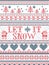 Seamless Christmas pattern Let it Snow Scandinavian style, inspired by Norwegian Christmas, festive winter in cross stitch