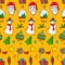 Seamless Christmas Pattern - Santa Claus, Snow man, Snow Globe,