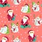 Seamless Christmas pattern in vector graphic with cute Santas an