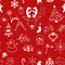 Seamless Christmas pattern white objects on red background