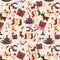 Seamless Christmas traditional pattern. New Year holiday