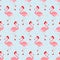 Seamless Christmas tropical flamingos birds with xmas Santa hat