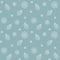 Seamless Christmas winter pattern with white pine branches snow flakes snowballs on blue background. Elegant botanical pattern