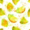 Seamless citrus pattern with splashes and drops of