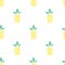 Seamless citrus pattern with yellow pineapples on white background. Vector illustration