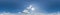 Seamless clear blue sky hdri panorama 360 degrees angle view with zenith and beautiful clouds for use in 3d graphics as sky