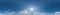 Seamless clear blue sky hdri panorama 360 degrees angle view with zenith and beautiful clouds for use in 3d graphics as sky