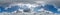 seamless cloudy blue skydome 360 hdri panorama view with flock of birds in awesome clouds with zenith for use in 3d graphics or