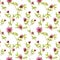 Seamless clover flowers pattern. Watercolor floral background with wildflowers for fabric, wallpaper, summer cloth prints, home