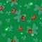 Seamless clover texture with ladybugs. Vector pattern