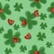 Seamless clover texture with ladybugs. Vector pattern