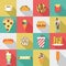 Seamless collection, pixel, vintage, diner food pattern in vector