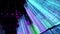 Seamless color loop abstract hologram 3D digital night city rendering with futuristic matrix. Animation buildings with