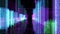 Seamless color loop abstract hologram 3D digital night city rendering with futuristic matrix. Animation buildings with