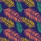 Seamless color palm leaves pattern. Flat style