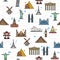 Seamless color pattern of the attractions of the world