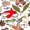 Seamless color pattern of spice and herbs