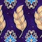Seamless Colorful Aesthetic Pattern with Mystical Cosmic Feather and Flowers