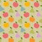 Seamless colorful apple and pear pattern