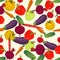 Seamless colorful background made of beetroot, carrot, tomato, e