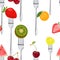 Seamless Colorful Background made of fruits on the forks