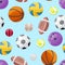Seamless colorful background with sportive balls