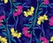 Seamless colorful fancy textile flower pattern
