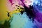Seamless colorful ink color splats pattern in cmyk colours. ai generative.