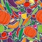 Seamless colorful many vegetables pattern