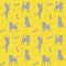Seamless colorful pattern with dogs and bones. Background for pet shop, veterinary clinic, pet store, zoo, shelter. Flat style