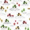 Seamless colorful pattern with doodle tractors