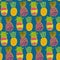 Seamless colorful pattern with hand drawn ananases.