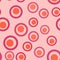 Seamless colorful pattern with stylized doughnuts, donuts, circles texture background